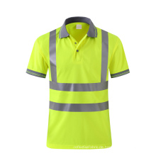 Fluoreszierende gelbe atmungsaktive Sicherheit Polo-Shirt mit reflektierendem Tape Customzie Logo erhältlich